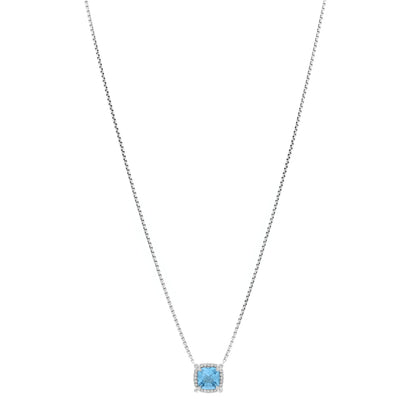 David Yurman Sterling SIlver Diamond Blue Topaz 7mm Petite Chatelaine Pave Bezel Pendant Necklace 1 of 4