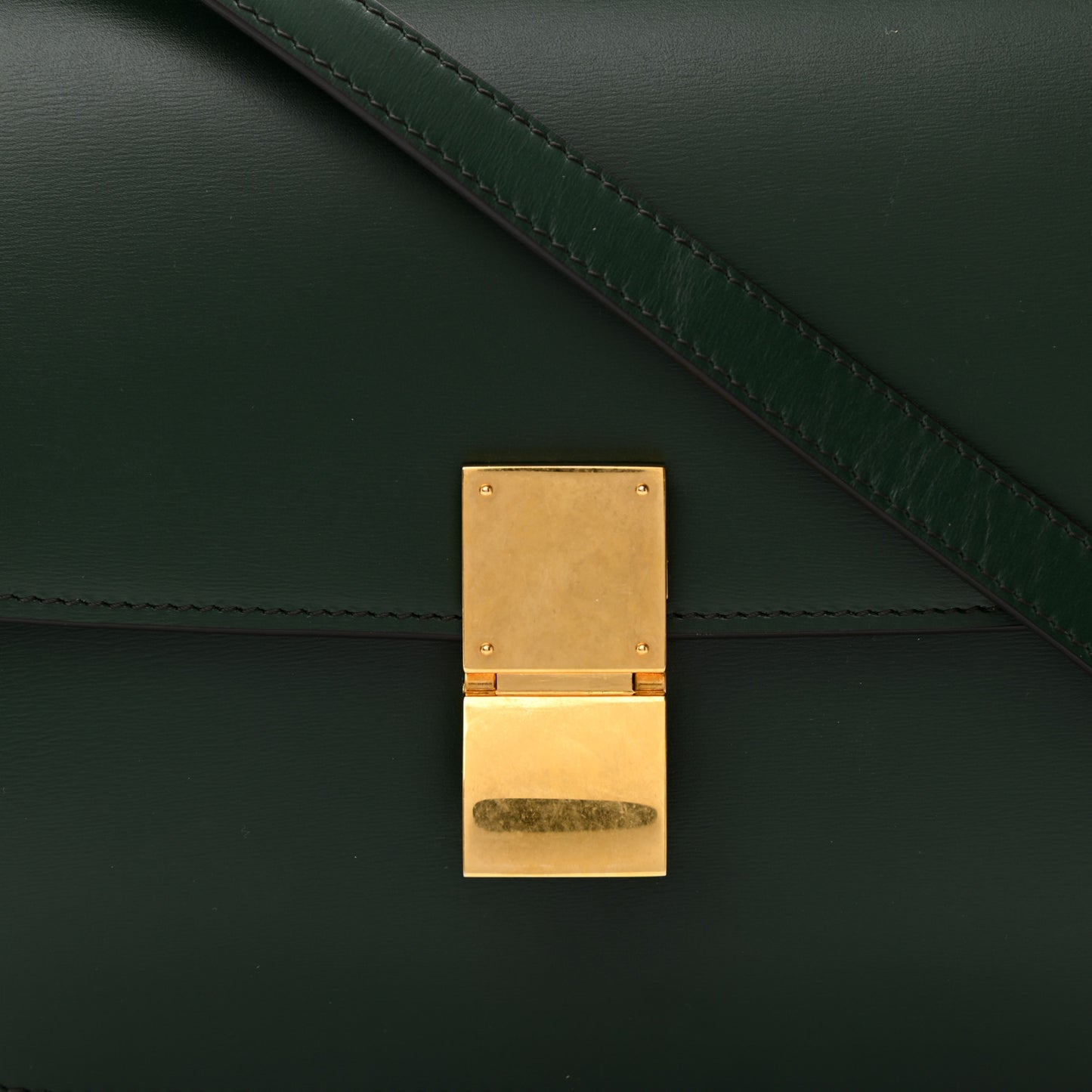 Box Calfskin Medium Classic Box Flap Bag Dark Green