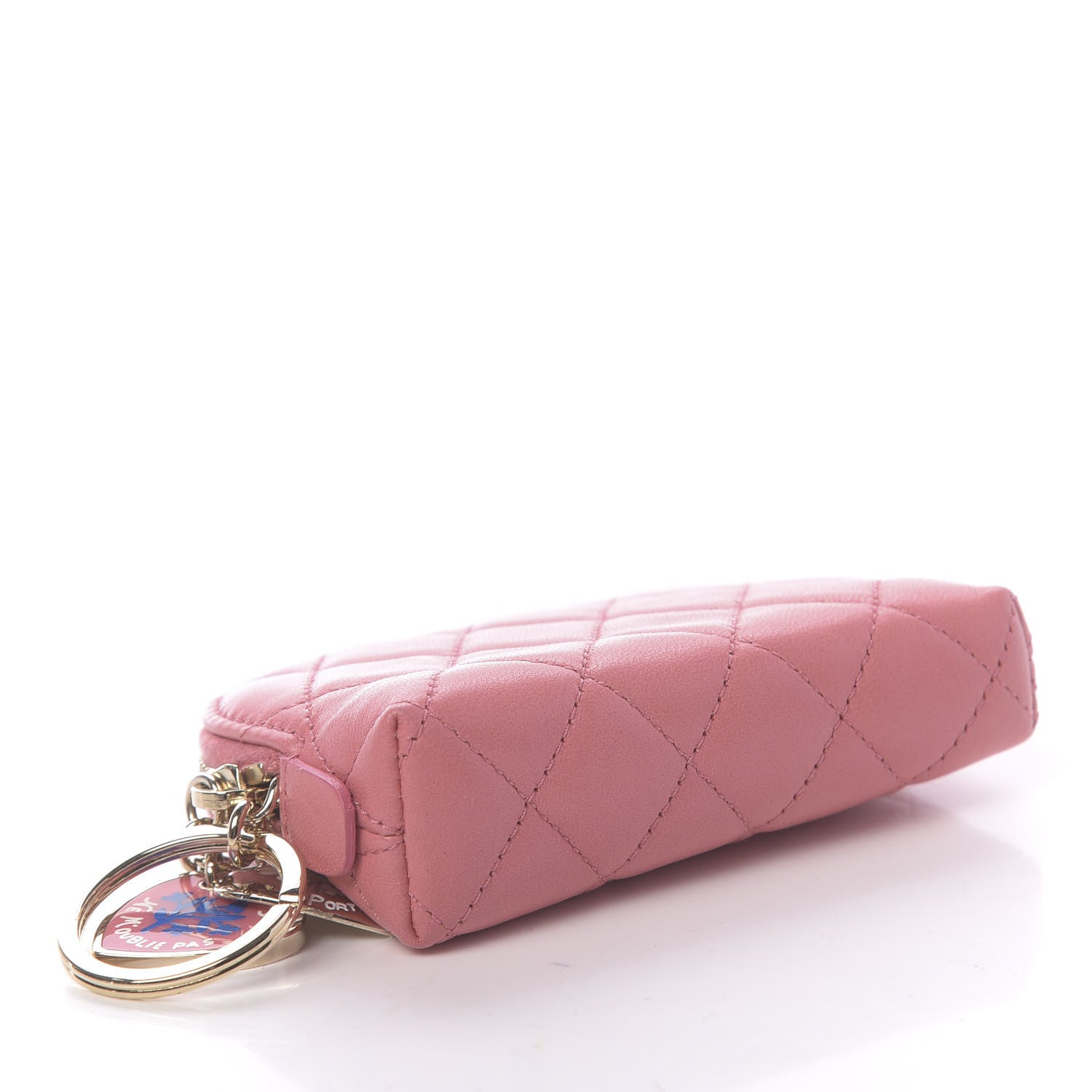 Chanel Lambskin Quilted Valentine Charms Key Holder Case Pink 4 of 9
