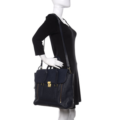 3.1 Phillip Lim Textured Calfskin Large Pashli Satchel Ink 2 of 19