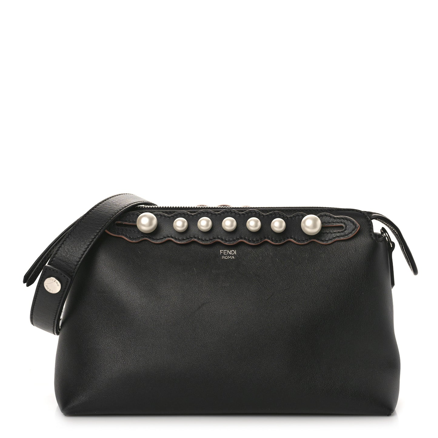 Vitello Dolce Scalloped Pearl Studded Medium By The Way Boston Bag Black