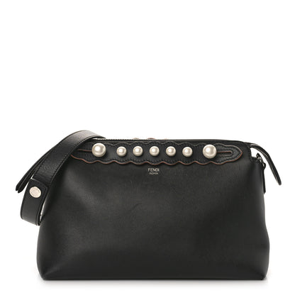 Fendi Vitello Dolce Scalloped Pearl Studded Medium By The Way Boston Bag Black 1 of 8