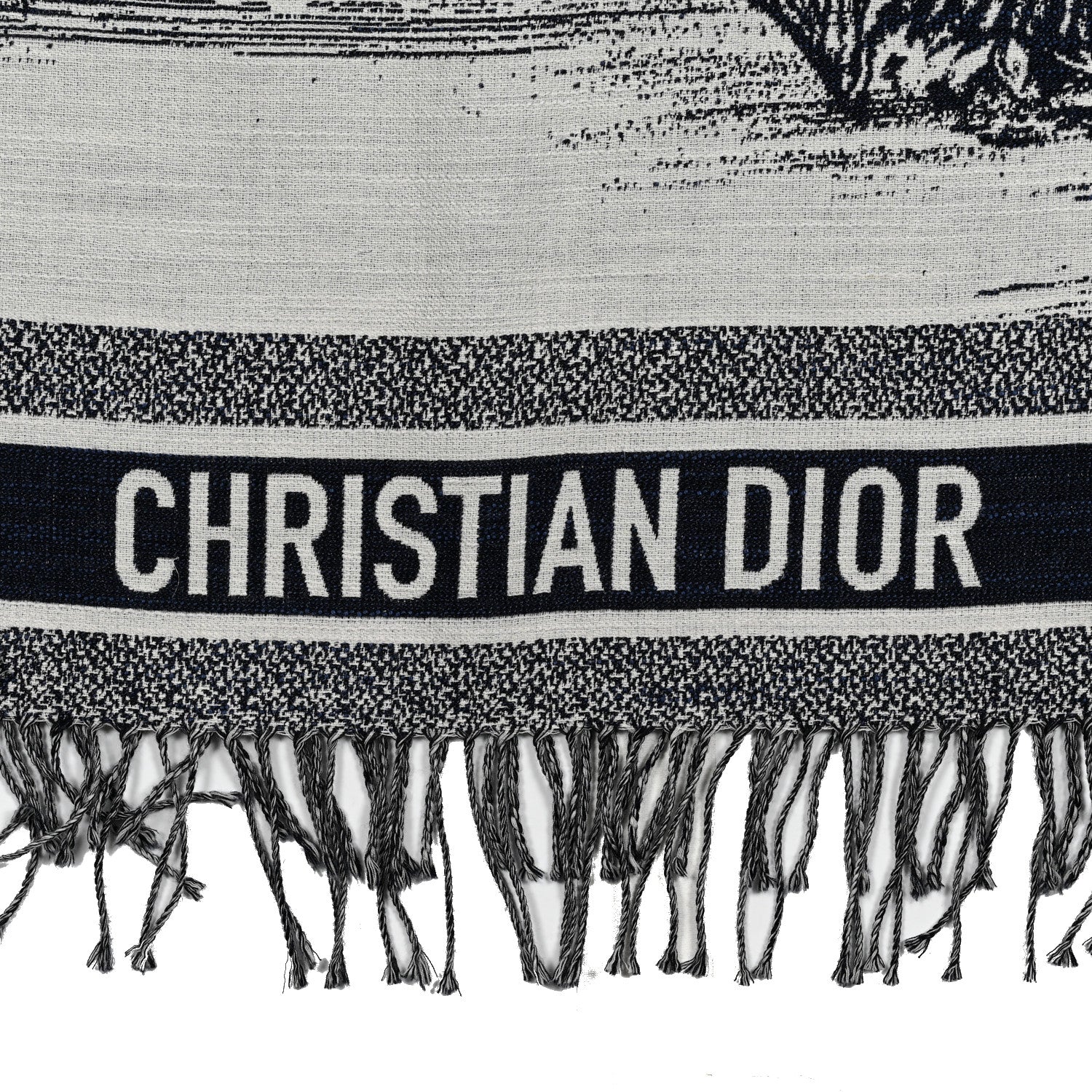 Christian Dior Cashmere Wool Toile De Jouy Throw Blanket Black White 3 of 4