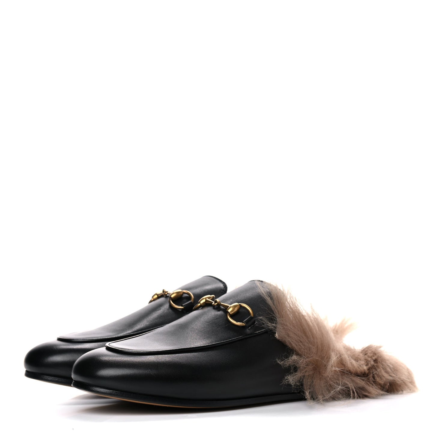 Calfskin Fur Womens Princetown Slippers 37.5 Black