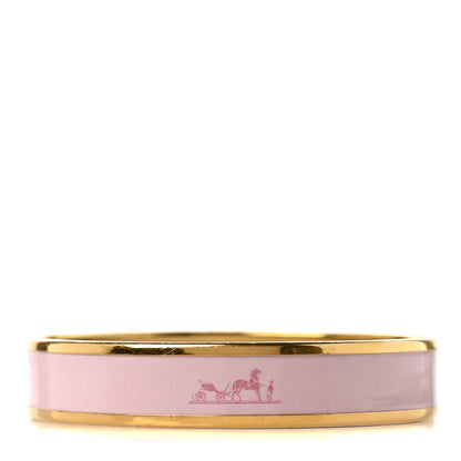 Hermes Enamel Printed Caleche Medium Bracelet 65 Rose Dragee 1 of 5