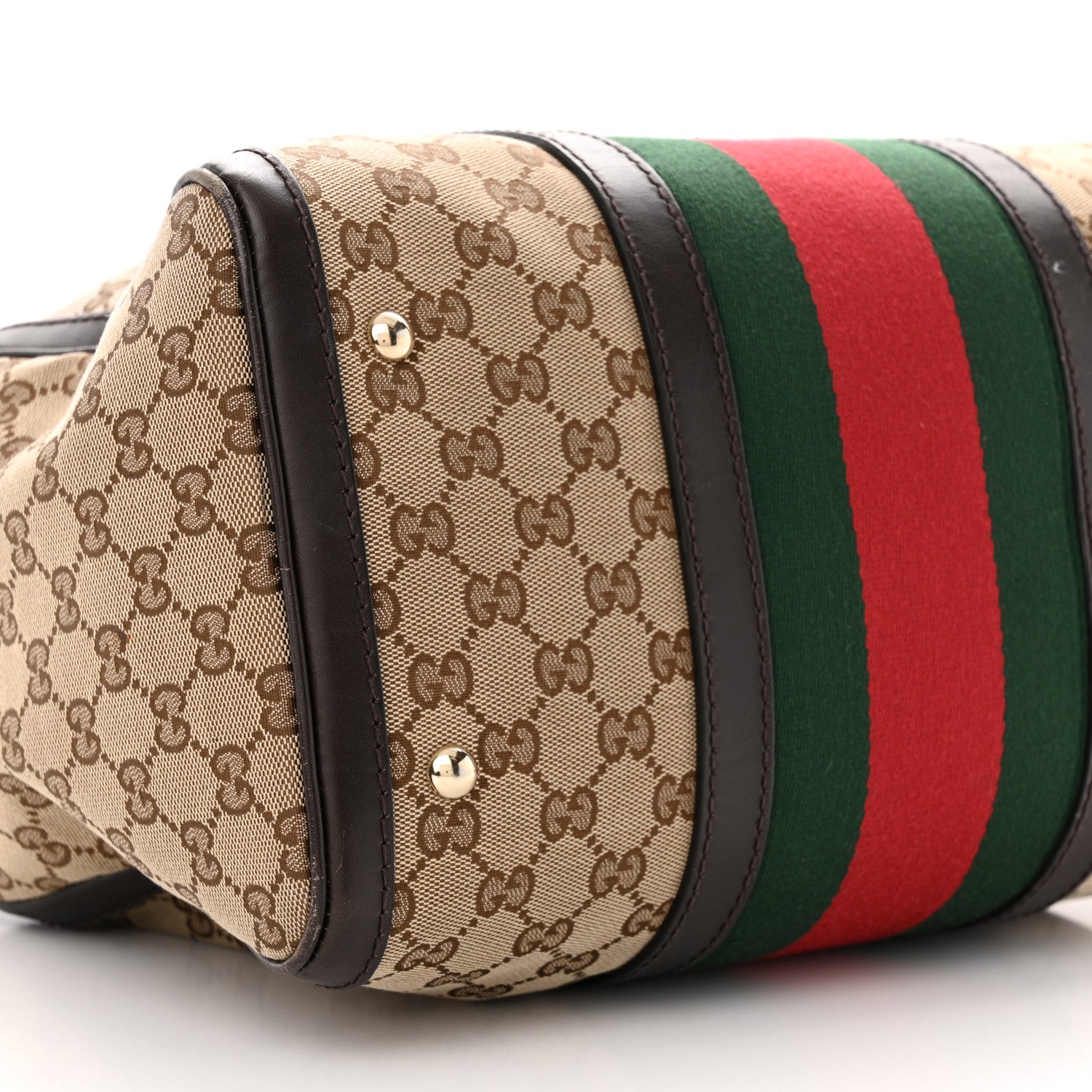 Gucci Monogram Vintage Web Medium Boston Dark Brown 9 of 16