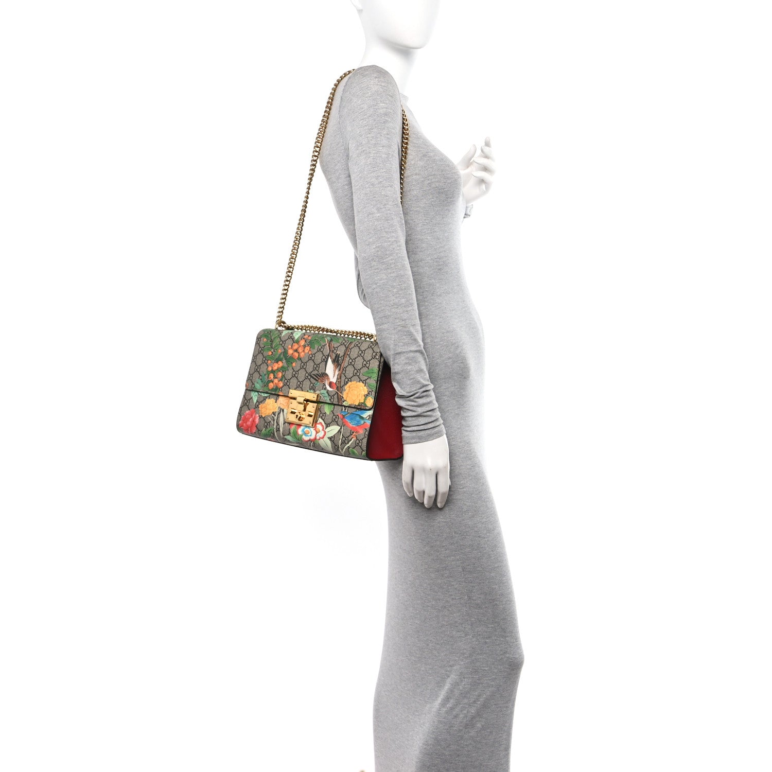 Gucci GG Supreme Monogram Tian Medium Padlock Shoulder Bag Beige Multicolor New Acero 2 of 10