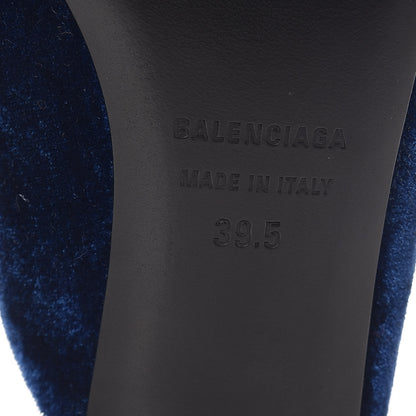 Balenciaga Stretch Velvet Pointed Toe BB 40mm Mules 39.5 Bleu Ocean 8 of 10