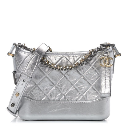 Chanel Metallic Aged Calfskin Quilted Small Gabrielle Hobo Silver 1 of 5