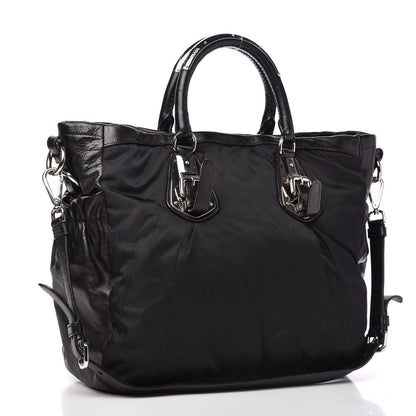 Prada Tessuto Nylon Soft Calfskin Tote Black 3 of 11