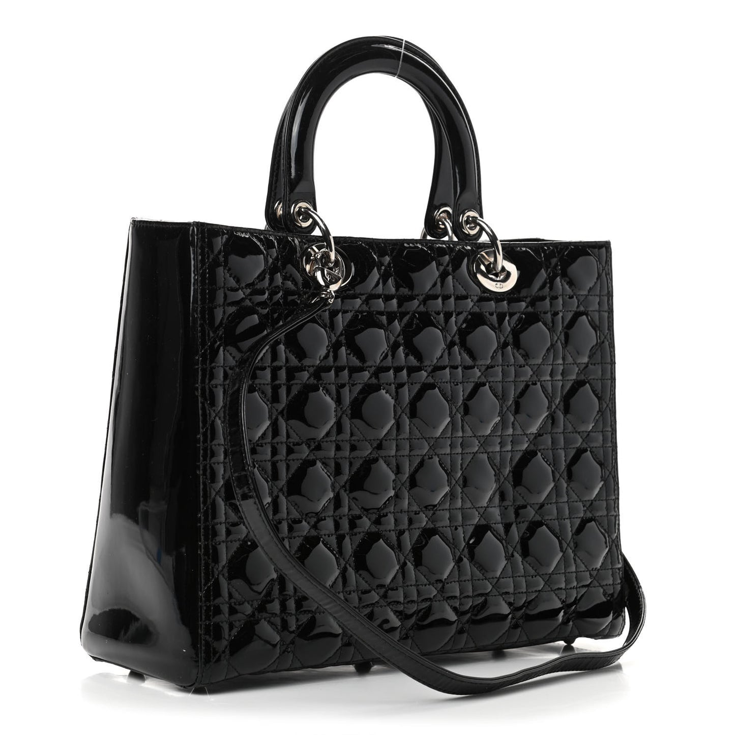 Patent Cannage Large Lady Dior Black