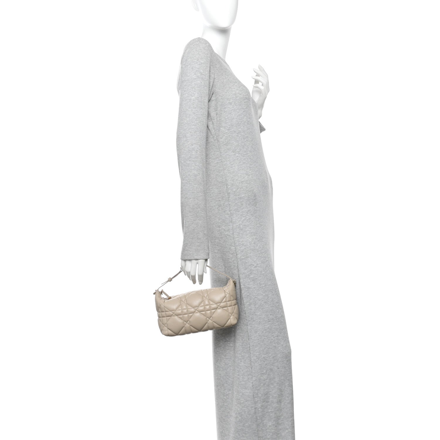 Christian Dior Calfskin Macrocannage Medium Diortravel Nomad Pouch Sand 2 of 10