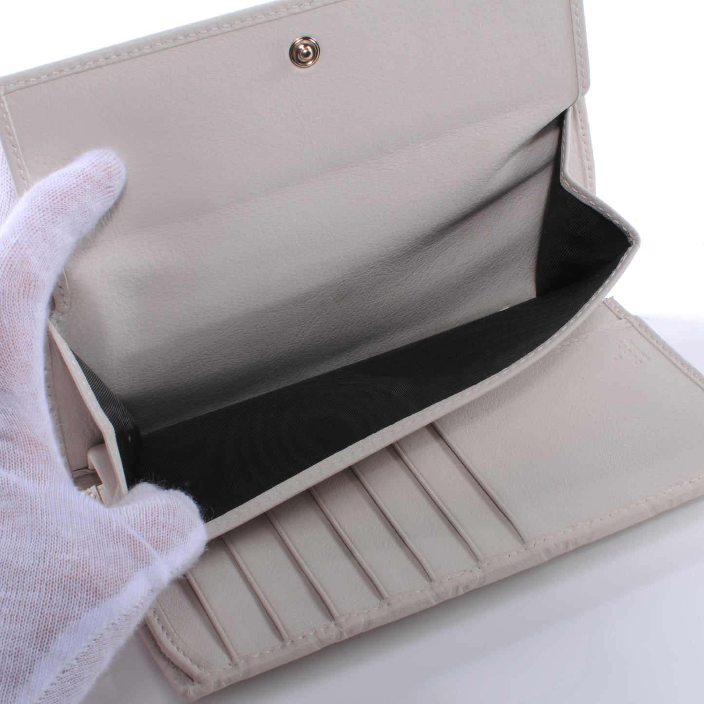 Guccissima Ladies Web Long Wallet Off White