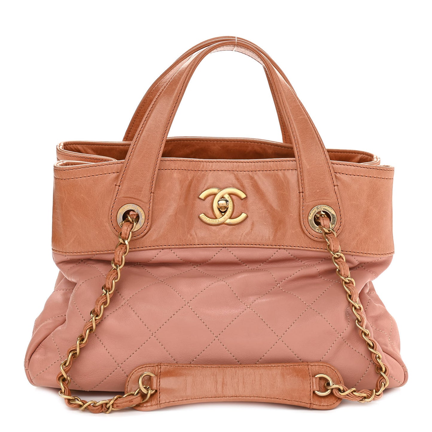 Calfskin Quilted In The Mix Small Shopping Tote Light Red
