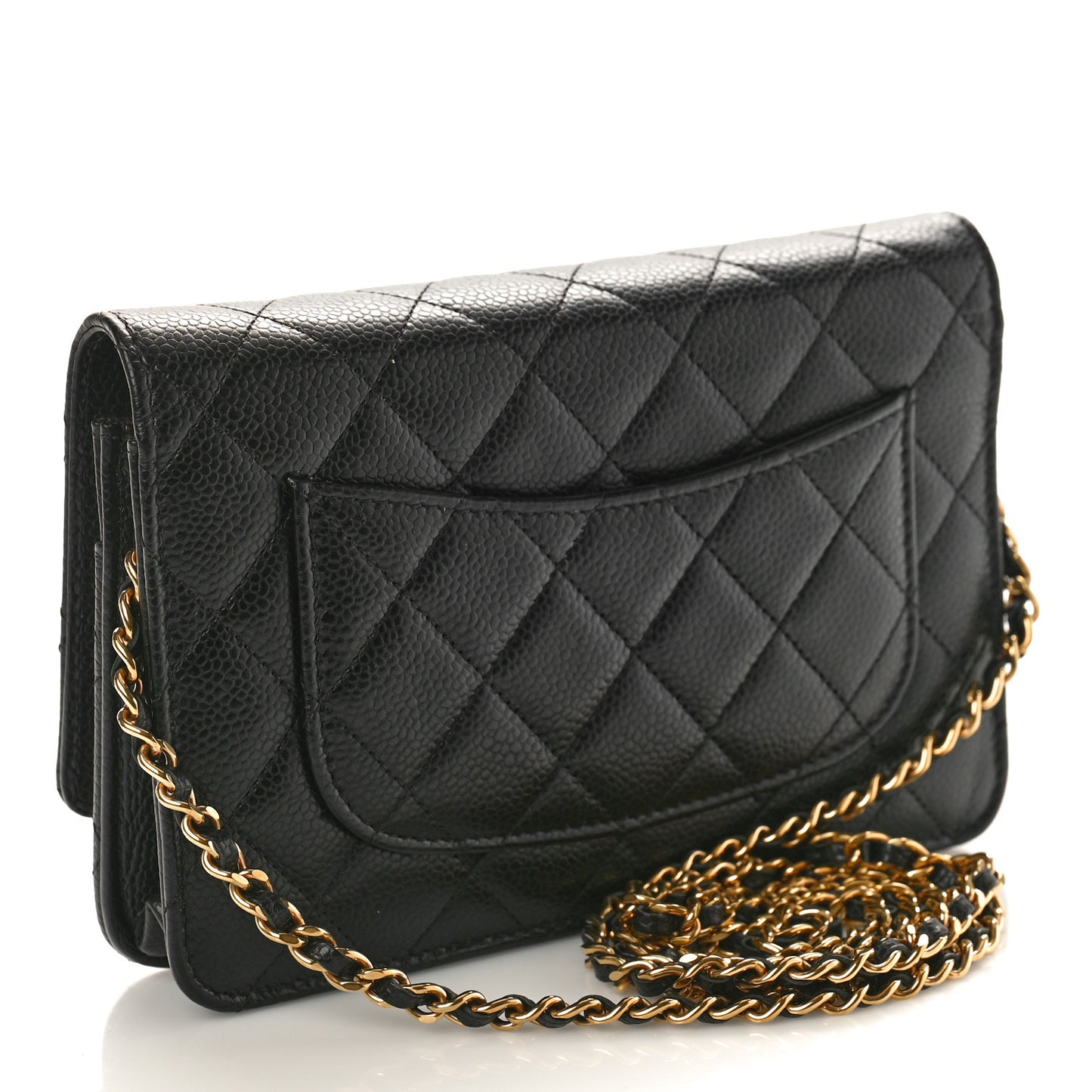 Caviar Quilted Wallet on Chain WOC Black