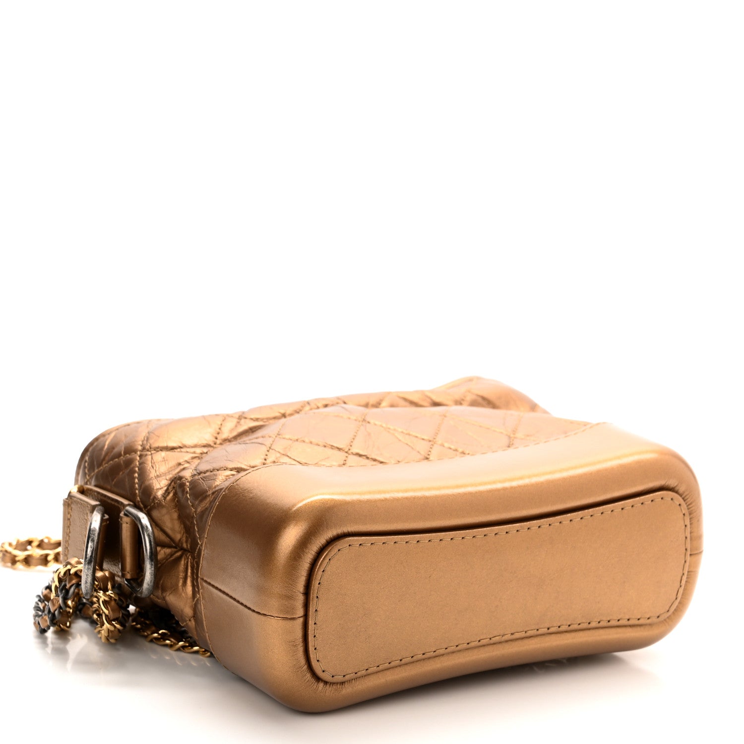 Chanel Metallic Aged Calfskin Quilted Small Gabrielle Hobo Bronze 3 of 9
