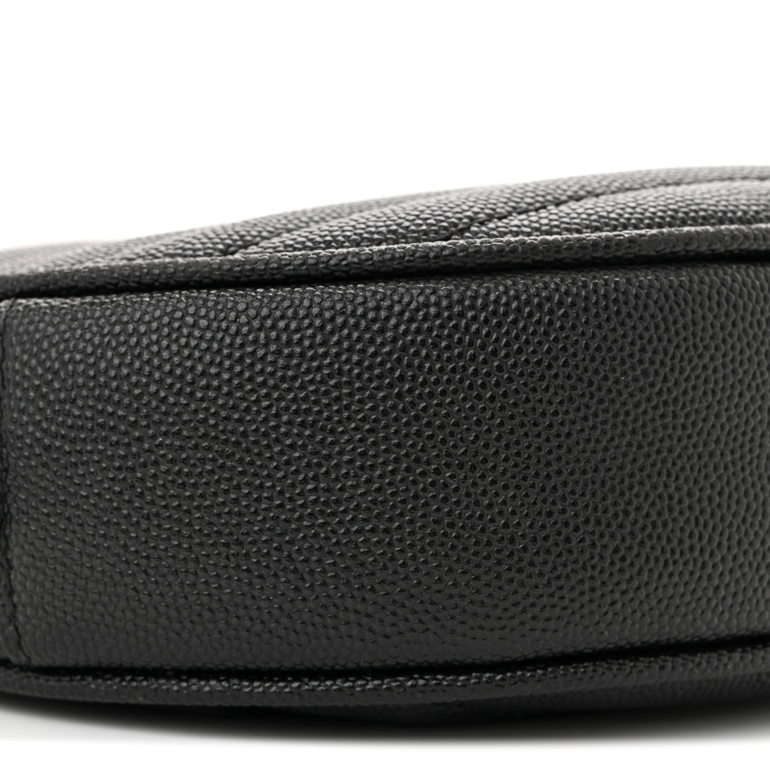 Saint Laurent Grain De Poudre Matelasse Chevron Quilted Round Vinyle Camera Bag Black 9 of 10
