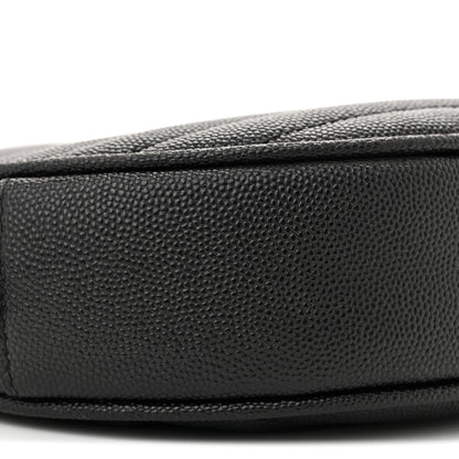 Saint Laurent Grain De Poudre Matelasse Chevron Quilted Round Vinyle Camera Bag Black 9 of 10