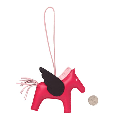 Hermes Milo Lambskin Grigri Rodeo Pegase Horse Bag Charm MM Framboise Rose Sakura Rouge Sellier 2 of 5