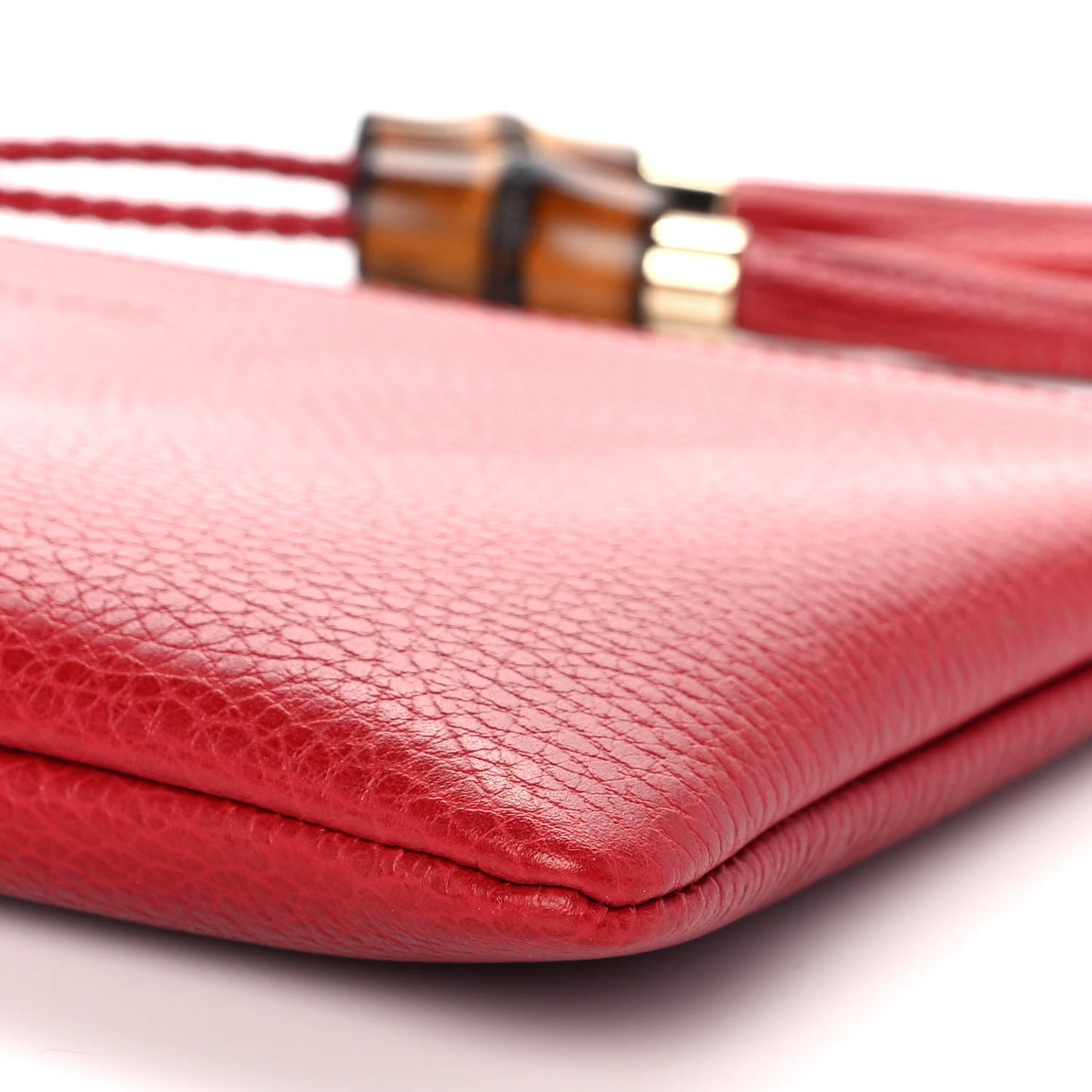 Calfskin Large Bamboo Clutch Red