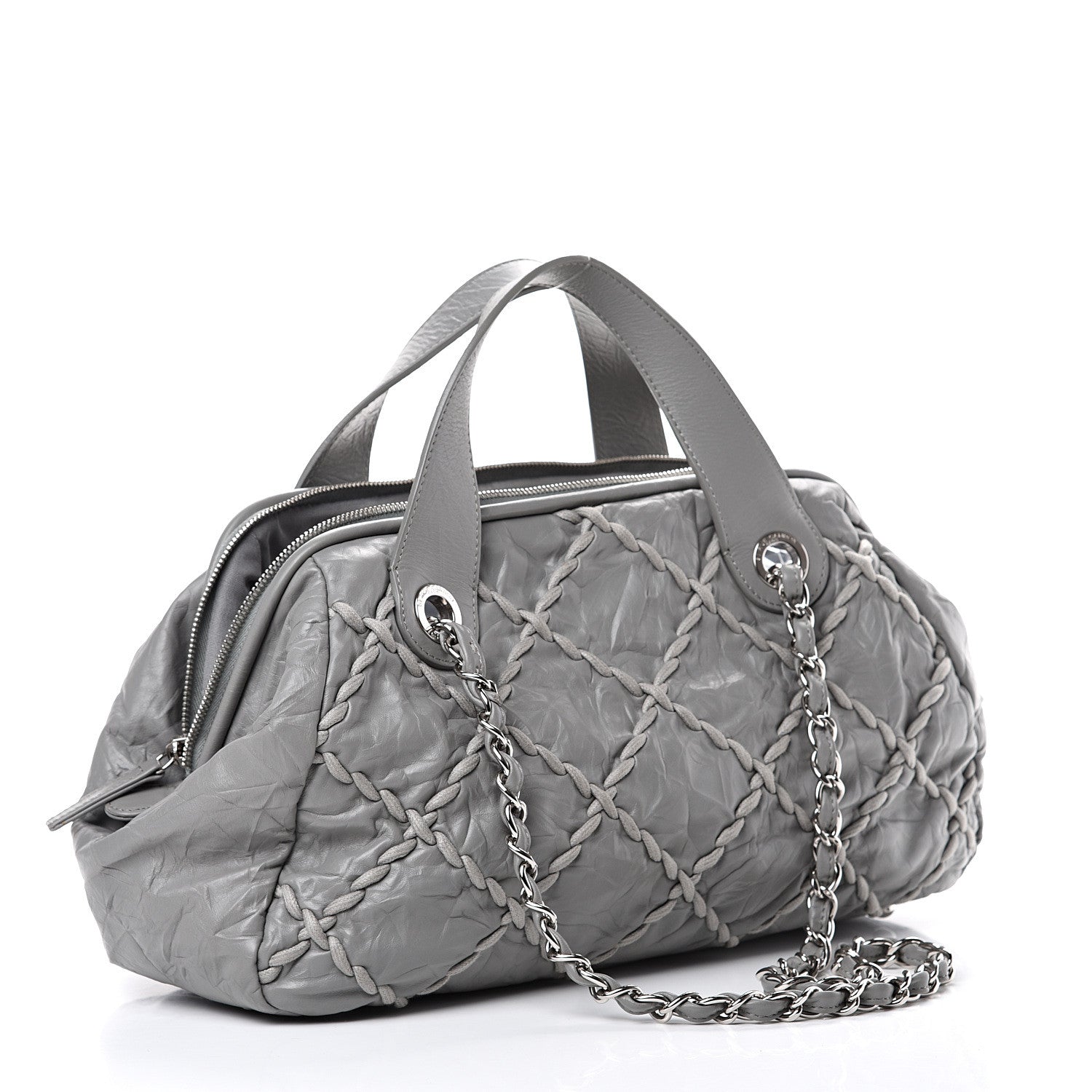 Chanel Calfskin Ultra Stitch Bowler Grey 2 of 10