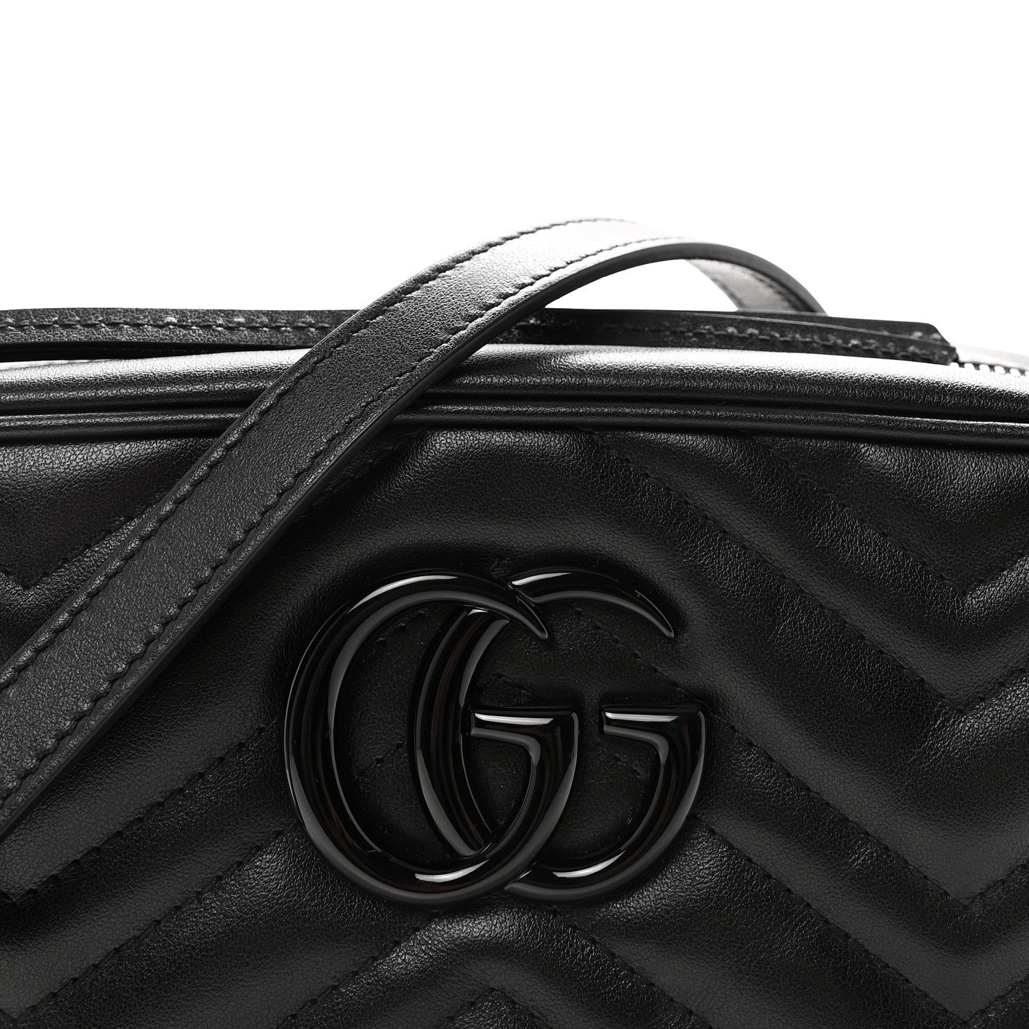 Gucci Calfskin Matelasse Monochrome Small GG Marmont Chain Shoulder Bag Black 7 of 9