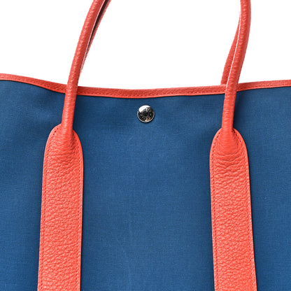 Hermes Toile Negonda Garden Party Tote 36 MM  Bleu Zanzibar Capucine 8 of 10