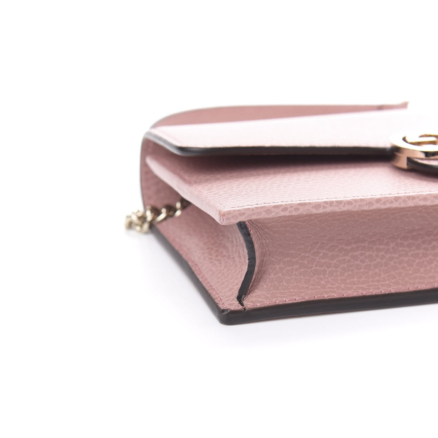 Dollar Calfskin Interlocking G Chain Wallet Soft Pink