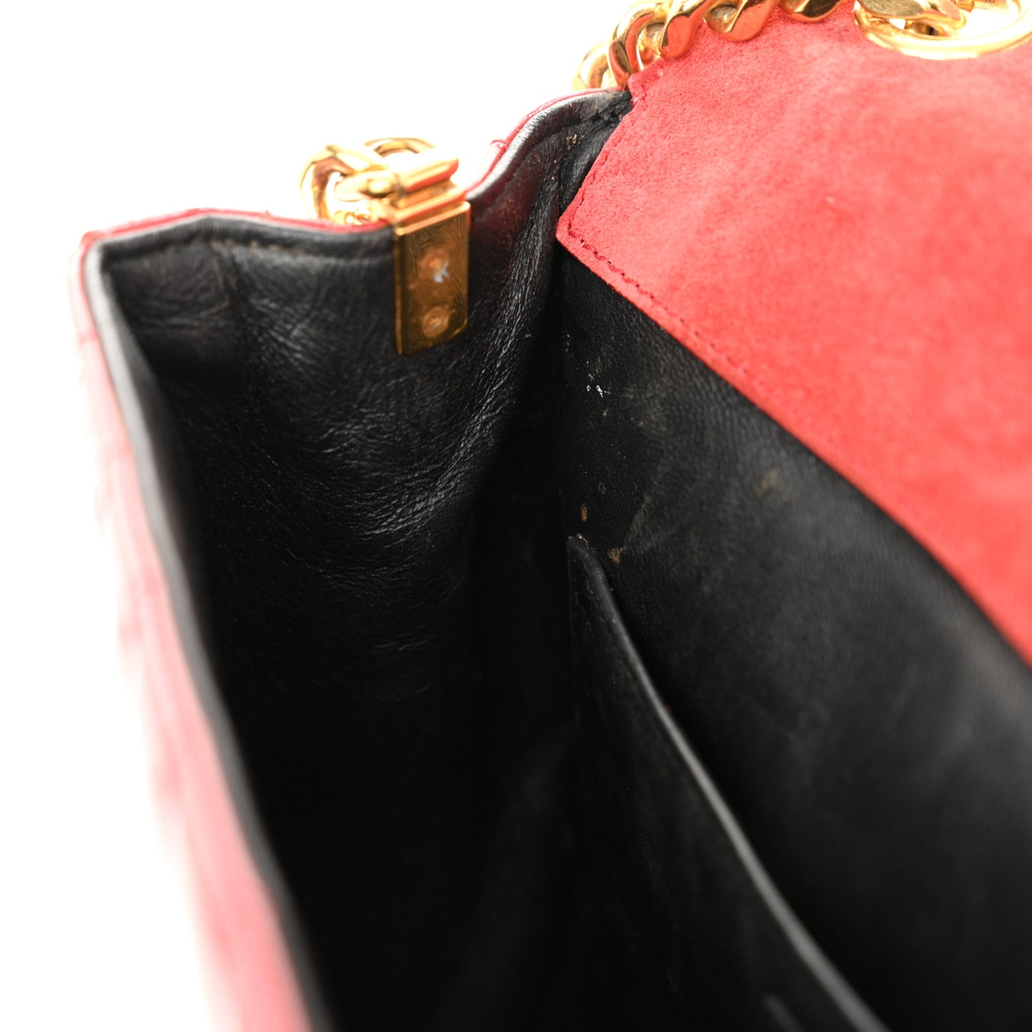Patent Matelasse Monogram Large Vicky Chain Bag Rouge Eros