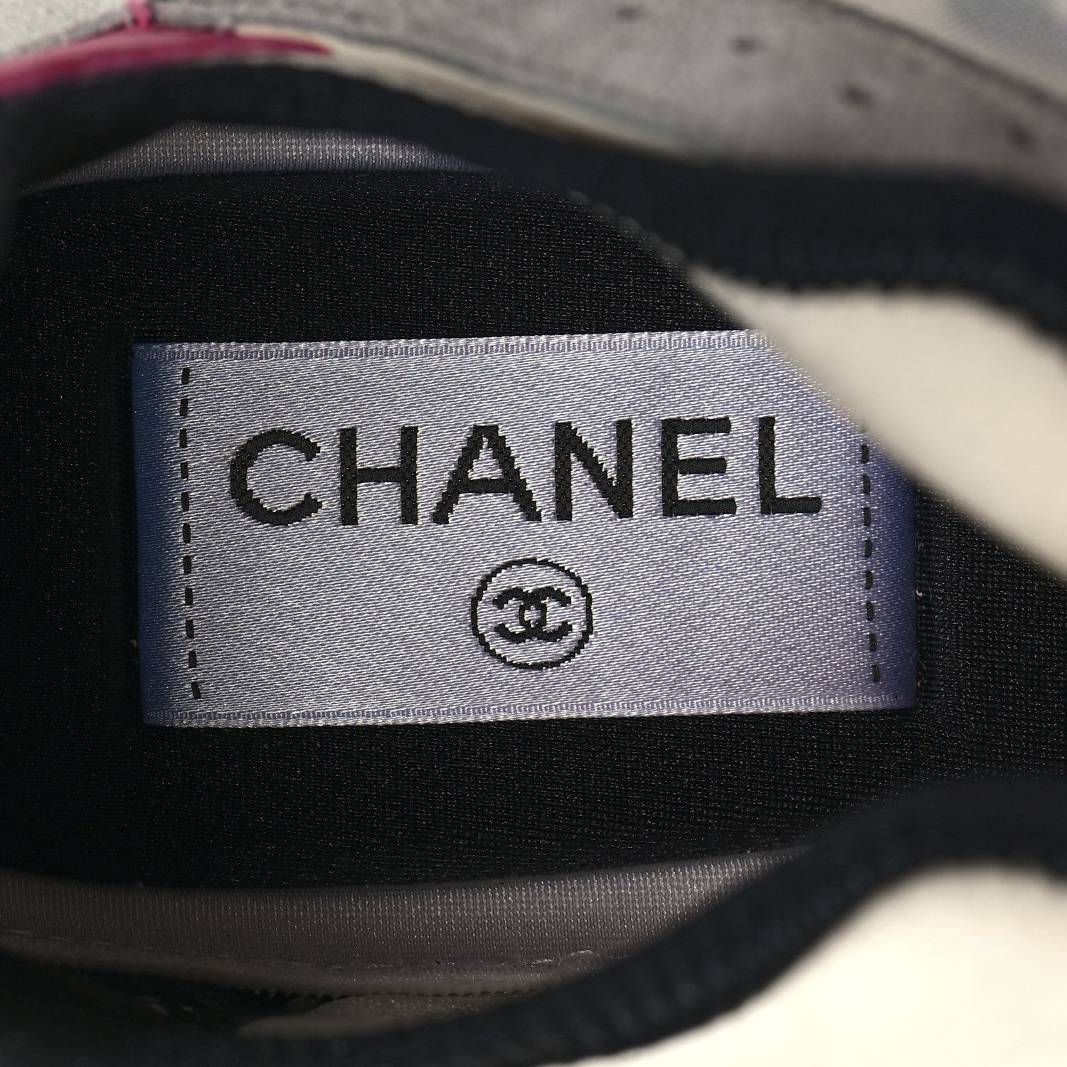 Chanel Fabric Suede Calfskin Mesh Womens CC Sneakers 36.5 Black Pink Ivory 8 of 8