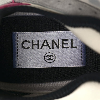 Chanel Fabric Suede Calfskin Mesh Womens CC Sneakers 36.5 Black Pink Ivory 8 of 8