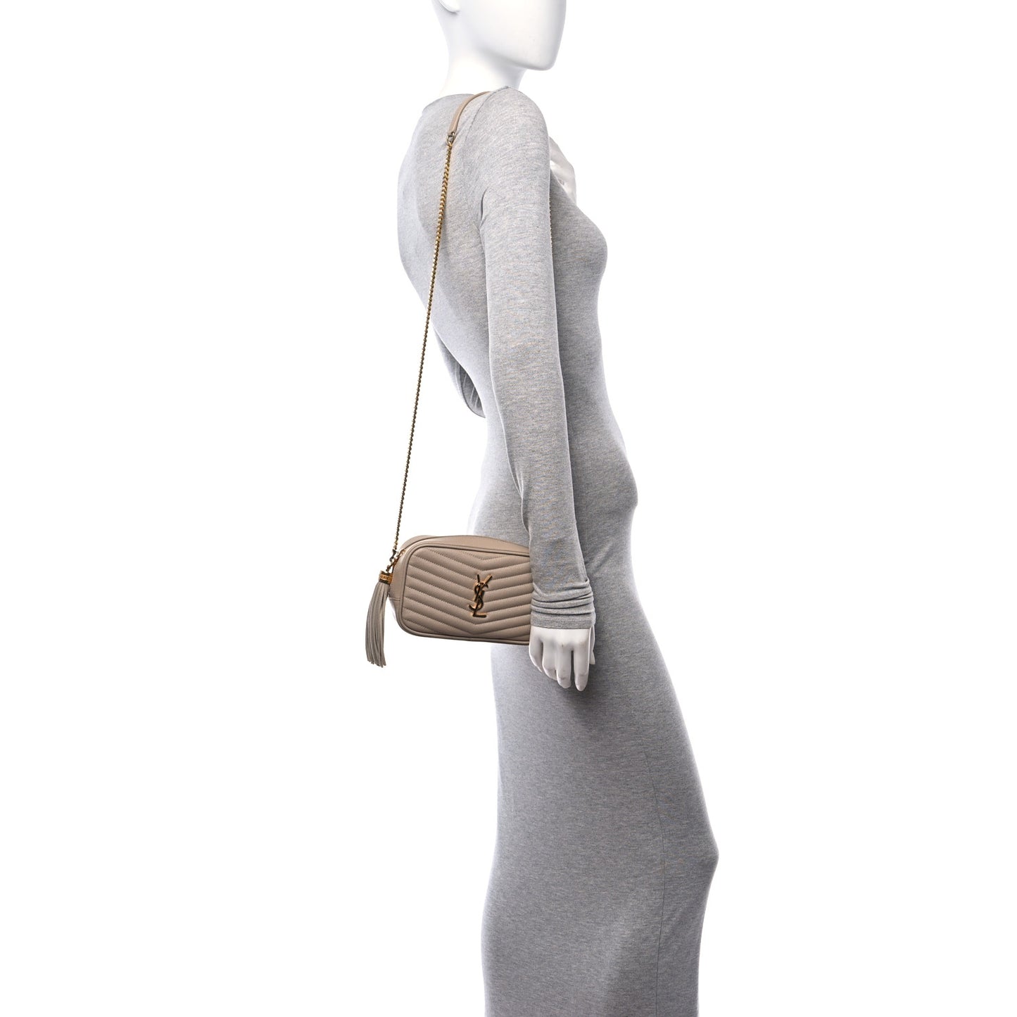Grain De Poudre Matelasse Monogram Mini Lou Camera Bag Dark Beige