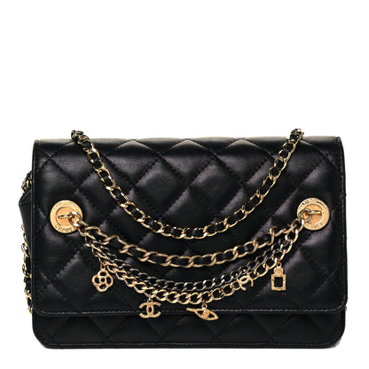 Chanel Lambskin Quilted Egyptian Amulet Wallet On Chain WOC Black 1 of 9