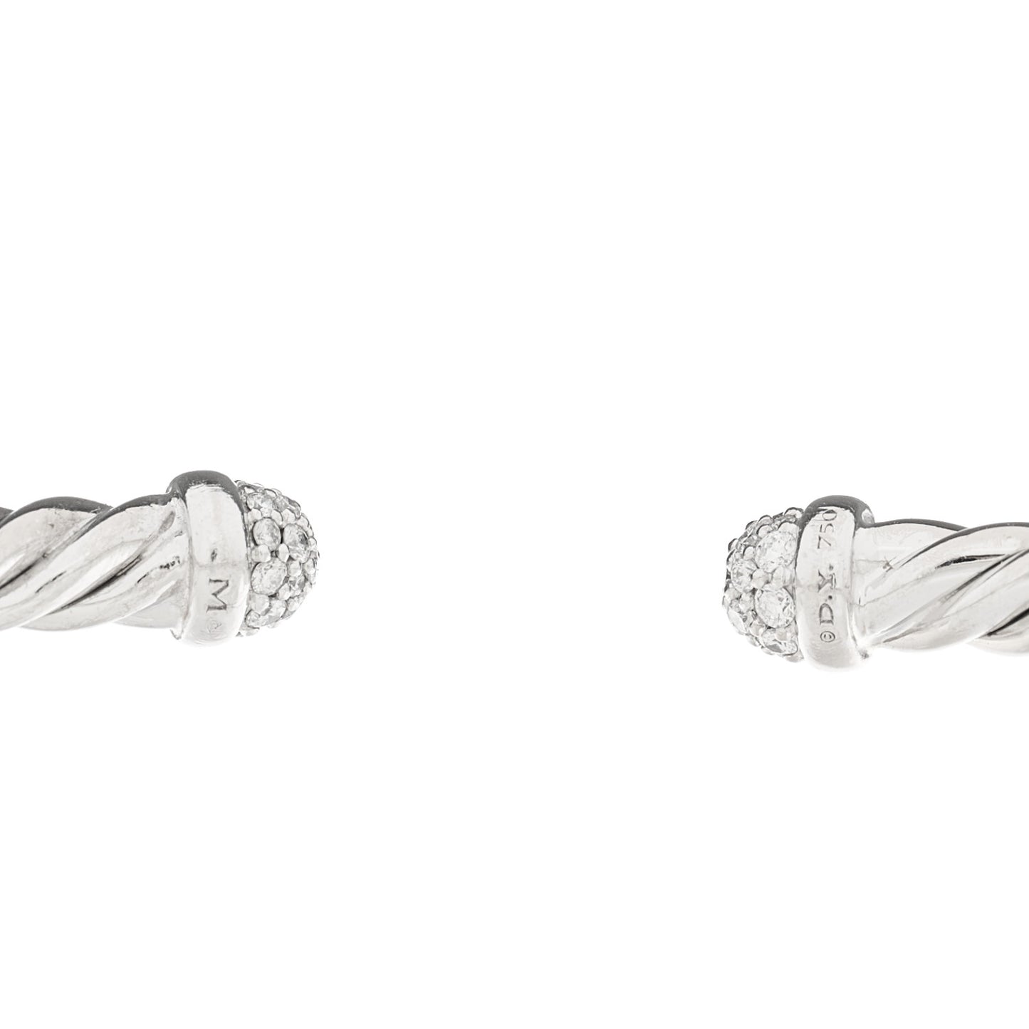 18K White Gold Diamond 4mm Cable Flex Cuff Bracelet