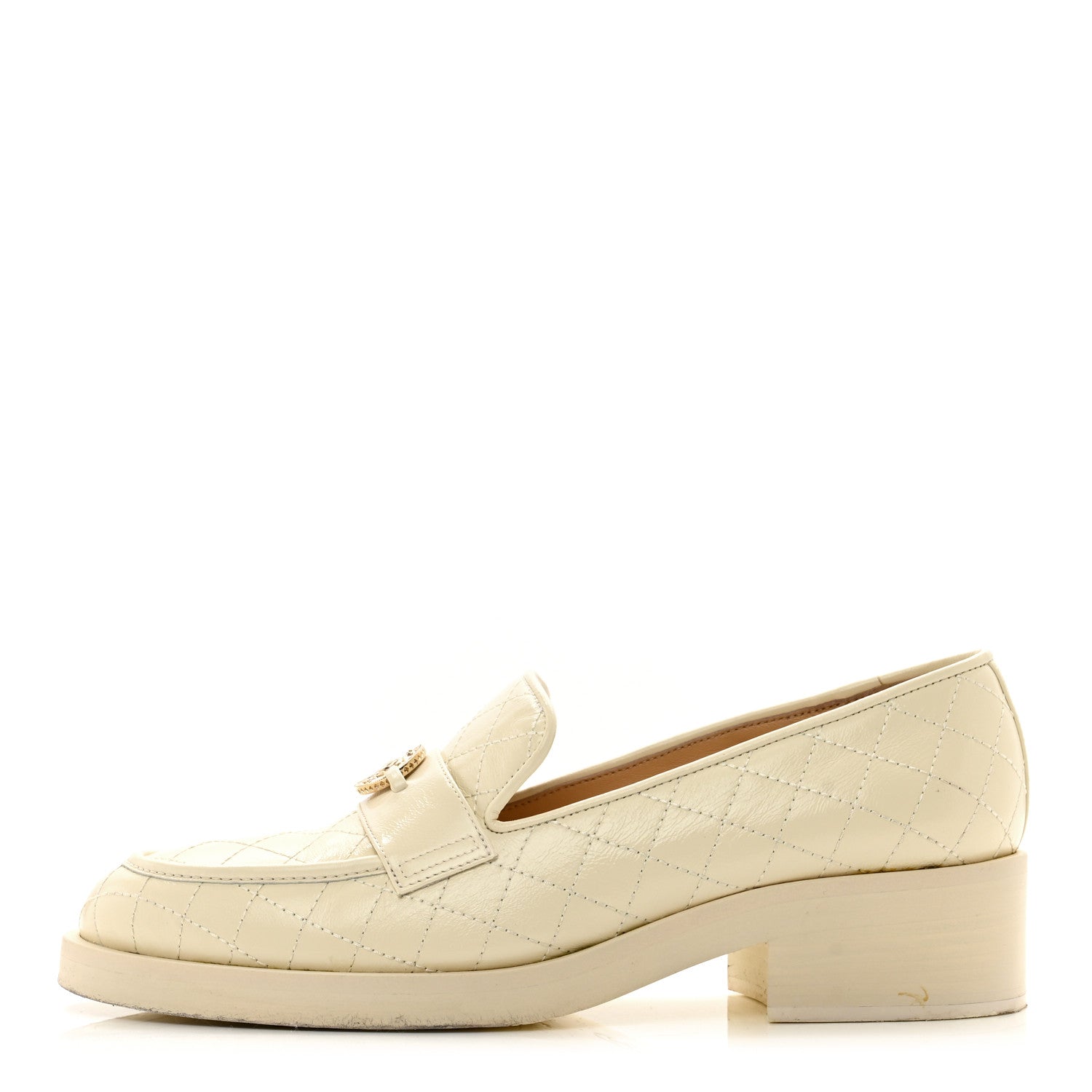 Chanel Calfskin Stitched CC Loafers 39 Ivory 1 of 10