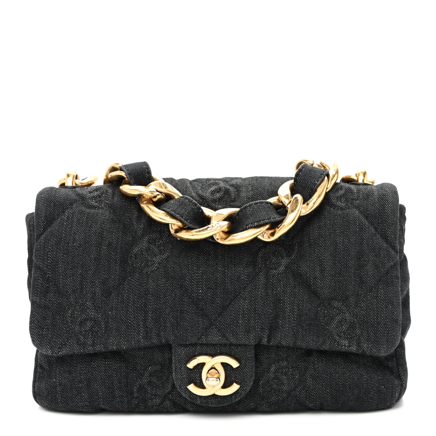 Denim Quilted Medium CC Funky Town Flap Dark Blue