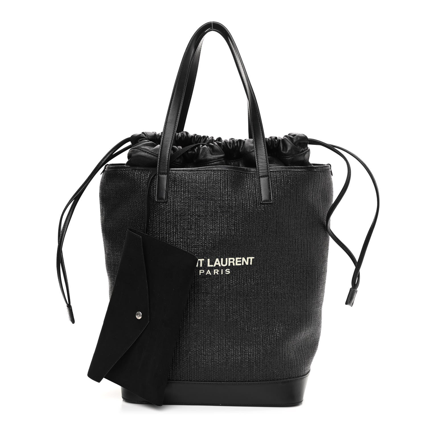 Saint Laurent Linen Canvas Teddy Shopping Bag Black 1 of 9