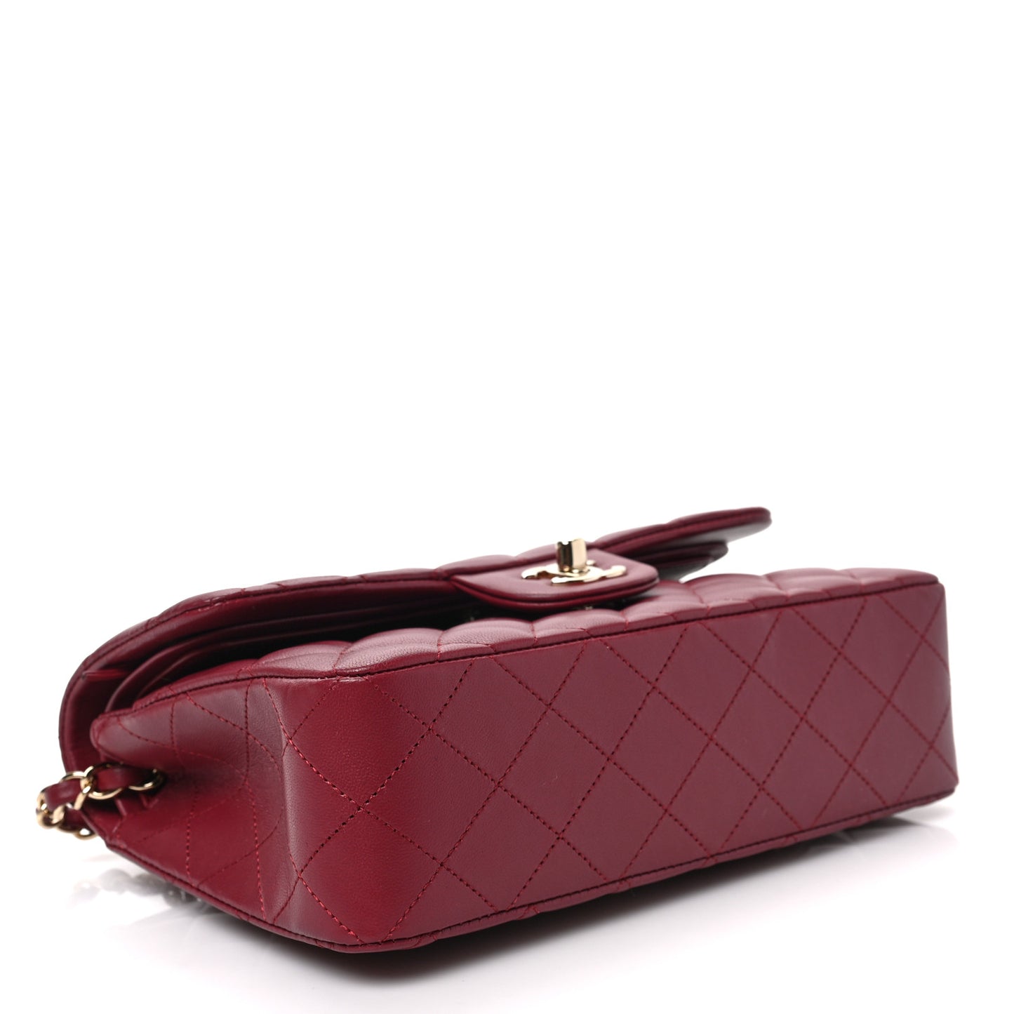 Lambskin Quilted Medium Double Flap Burgundy
