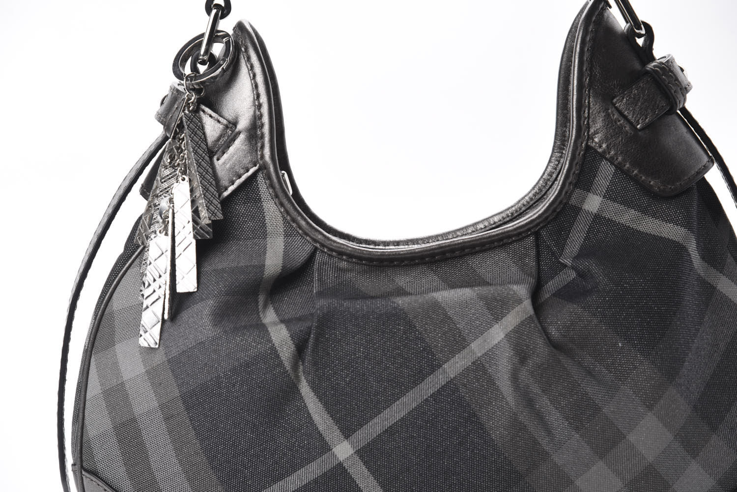 Burberry Shimmer Check Small Brooklyn Hobo Grey 9 of 9