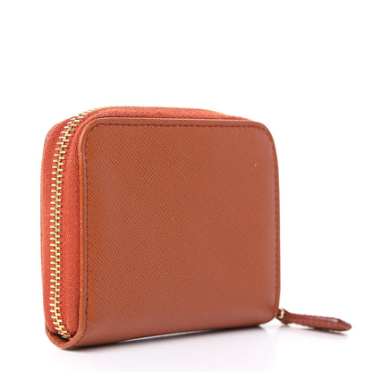 Prada Saffiano Metal Zip Coin Purse Papaya 3 of 11