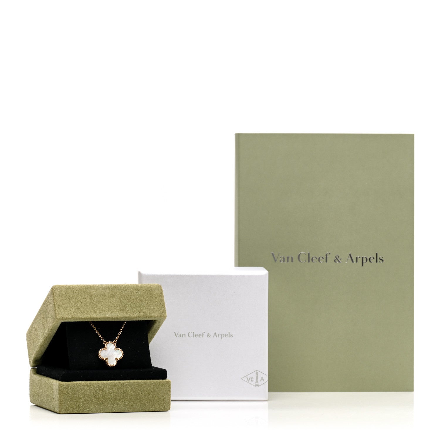 Van Cleef & Arpels VAN CLEEF & ARPELS 18K Yellow Gold Mother of Pearl Vintage Alhambra Pendant Necklace 6 of 6