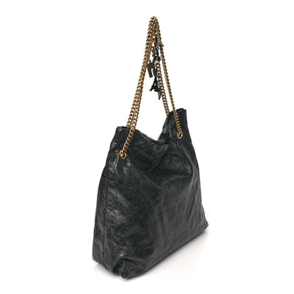 Balenciaga Crushed Calfskin Souvenir Charms Medium Tote Black 2 of 8