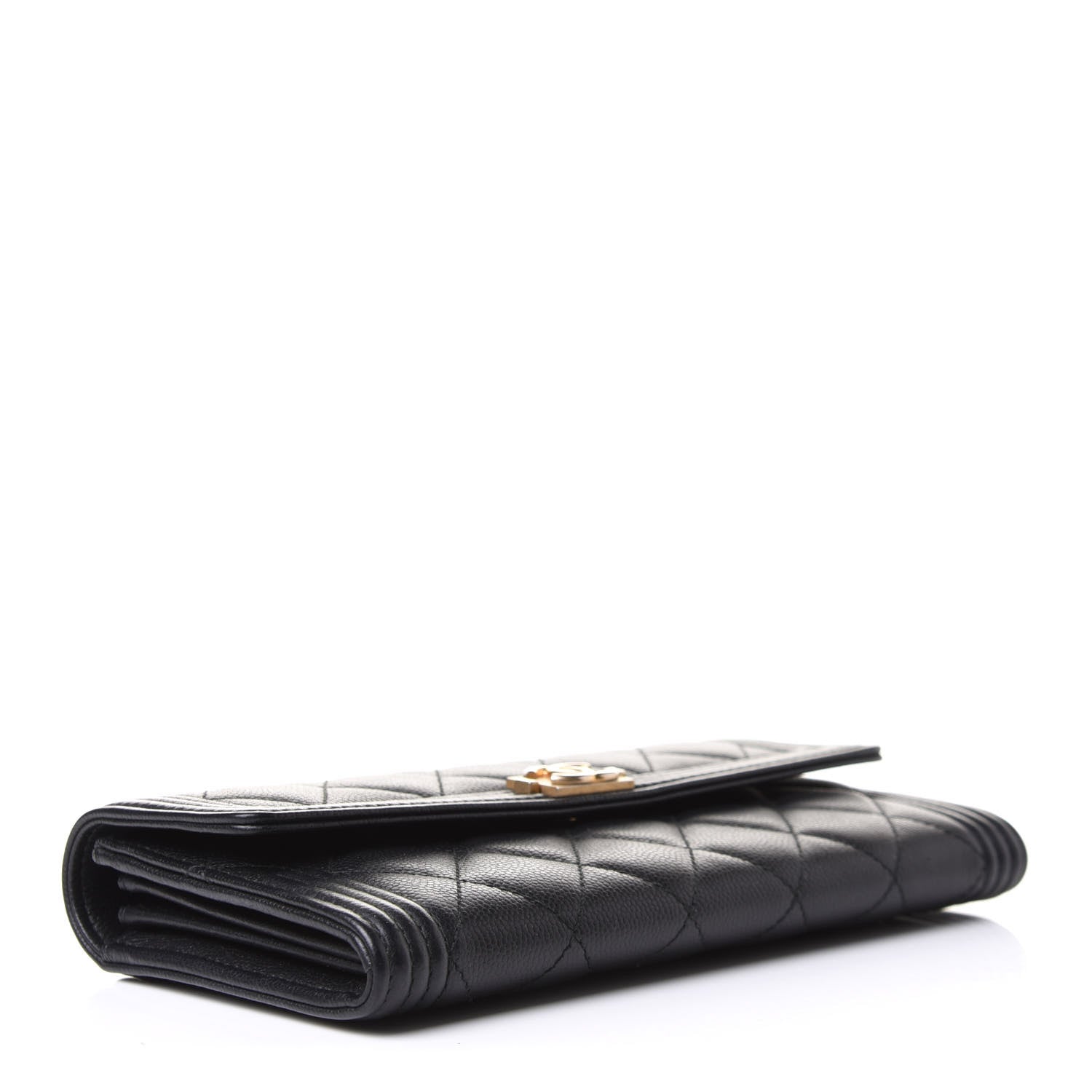 Chanel Caviar Quilted Large Boy Gusset Flap Wallet Black 4 of 8