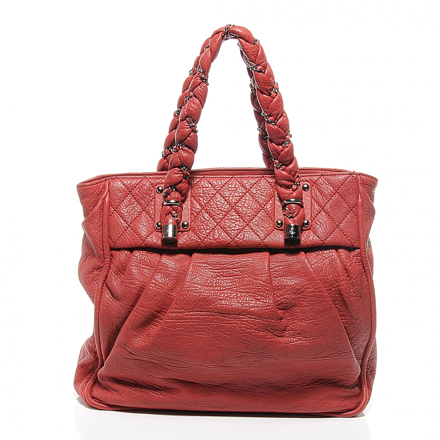 Chanel Leather Lady Braid Tote Red 7 of 8
