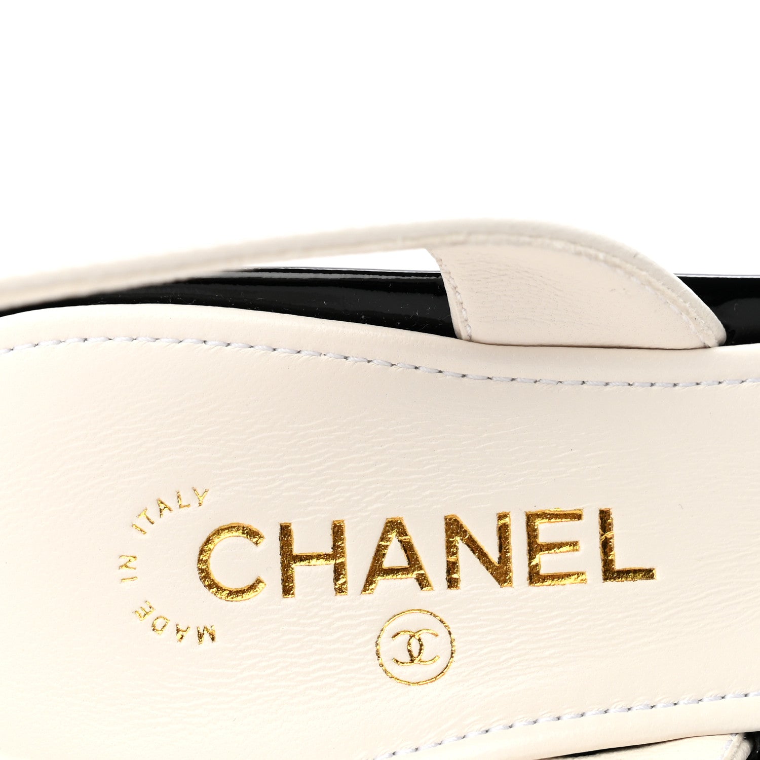 Chanel Lambskin Patent Cap Toe CC Apple Slingback Pumps 38.5 White Black 8 of 10