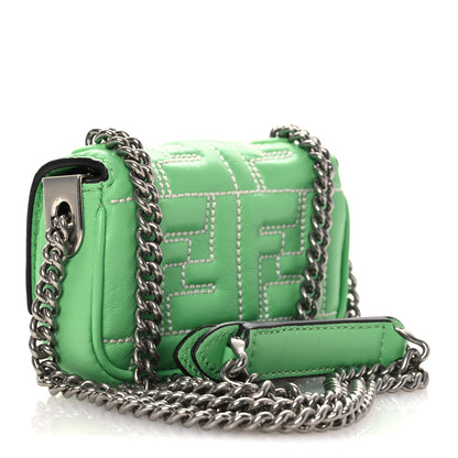 Fendi Nappa Matisse FF Embossed Nano Maxi Buckle Baguette Charm Edamame 3 of 15