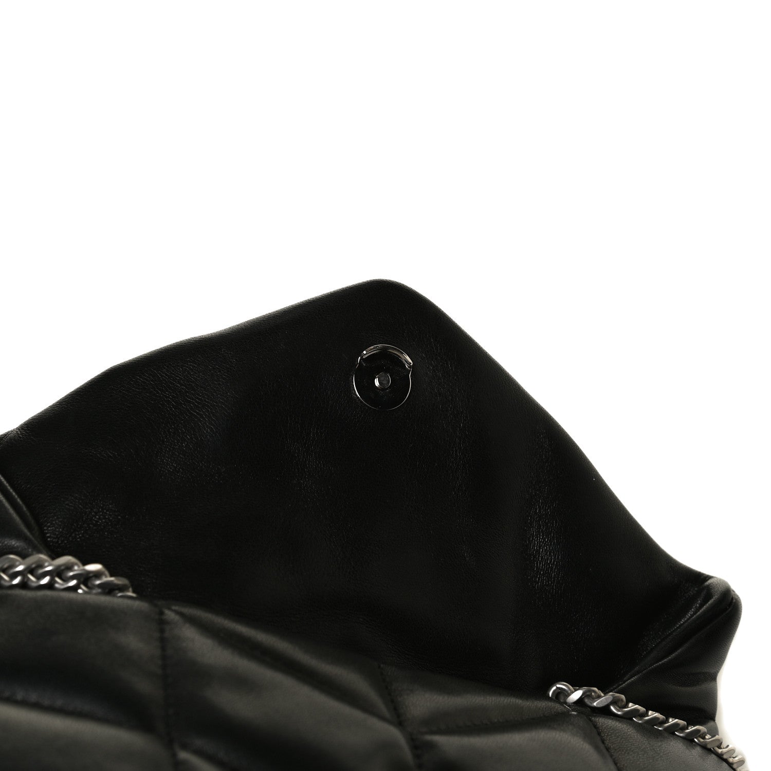 Saint Laurent Lambskin Quilted Toy Loulou Puffer Monogram Chain Satchel Black 13 of 17