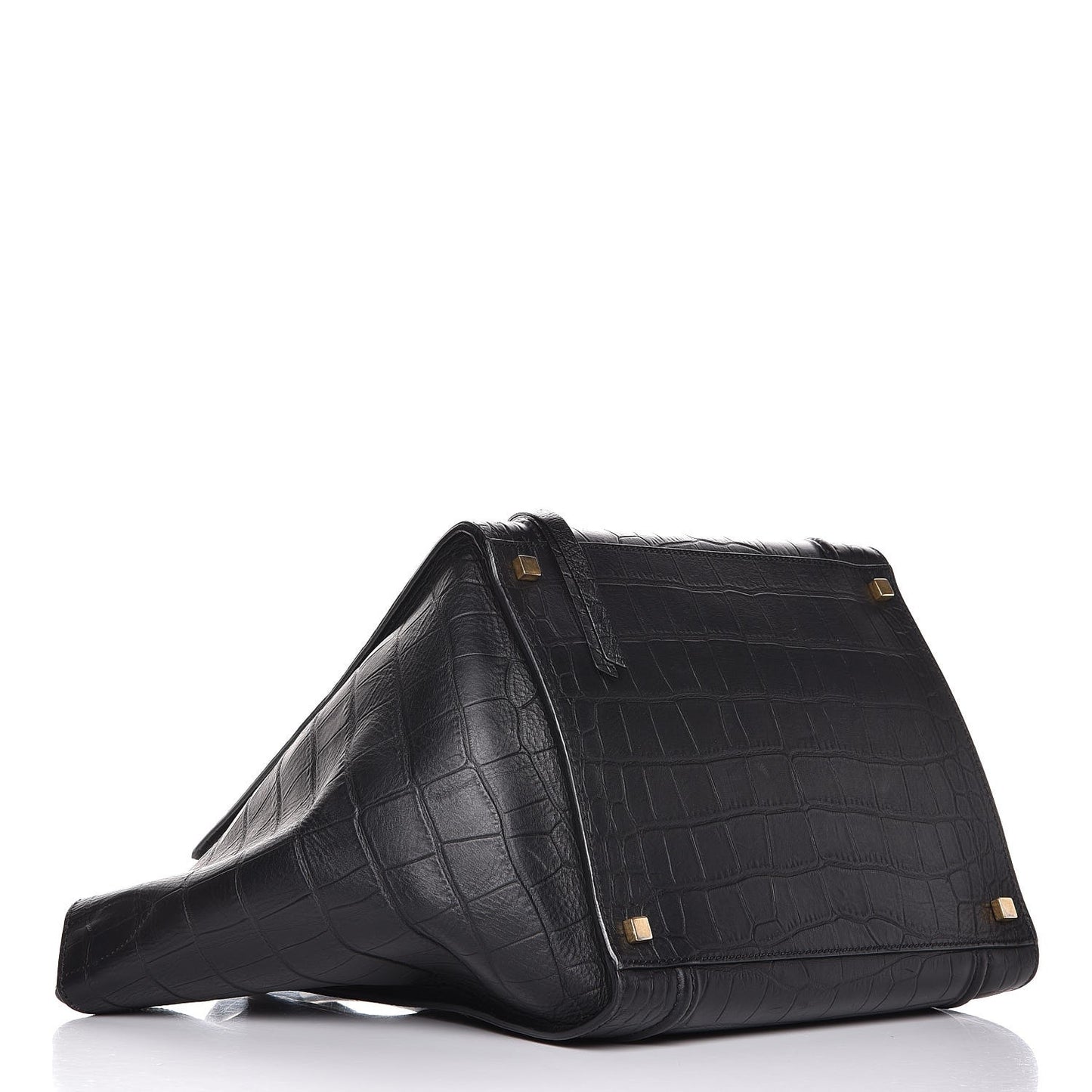 Crocodile Embossed Calfskin Medium Phantom Luggage Black