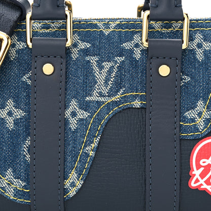 Louis Vuitton Taurillon Monogram Denim Drip Keepall XS Blue 7 of 10