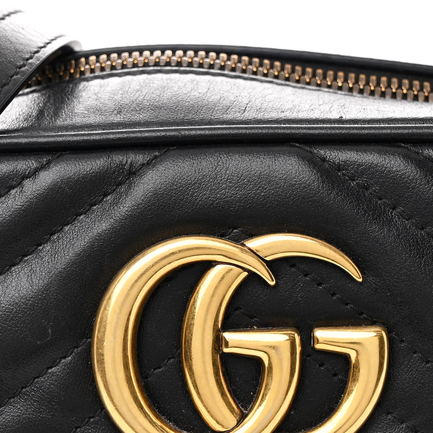 Calfskin Matelasse Small GG Marmont Chain Shoulder Bag Black
